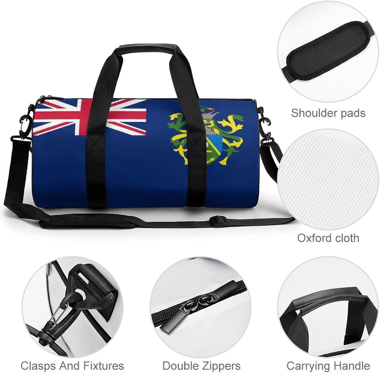 Pitcairn Lslands Flag Gym Duffel Bag for Women Men Dry Wet Pocket Travel Tote
