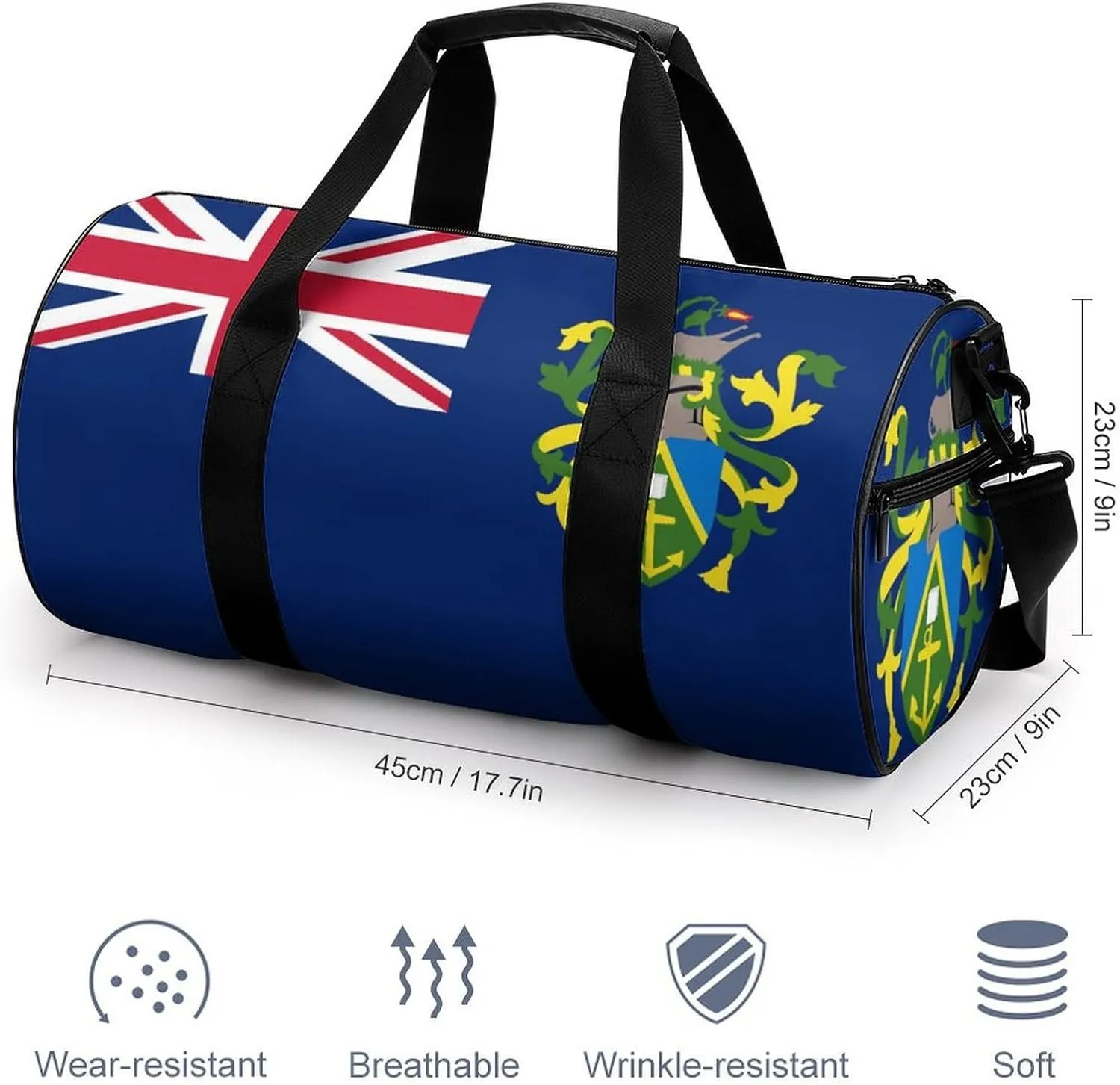 Pitcairn Lslands Flag Gym Duffel Bag for Women Men Dry Wet Pocket Travel Tote