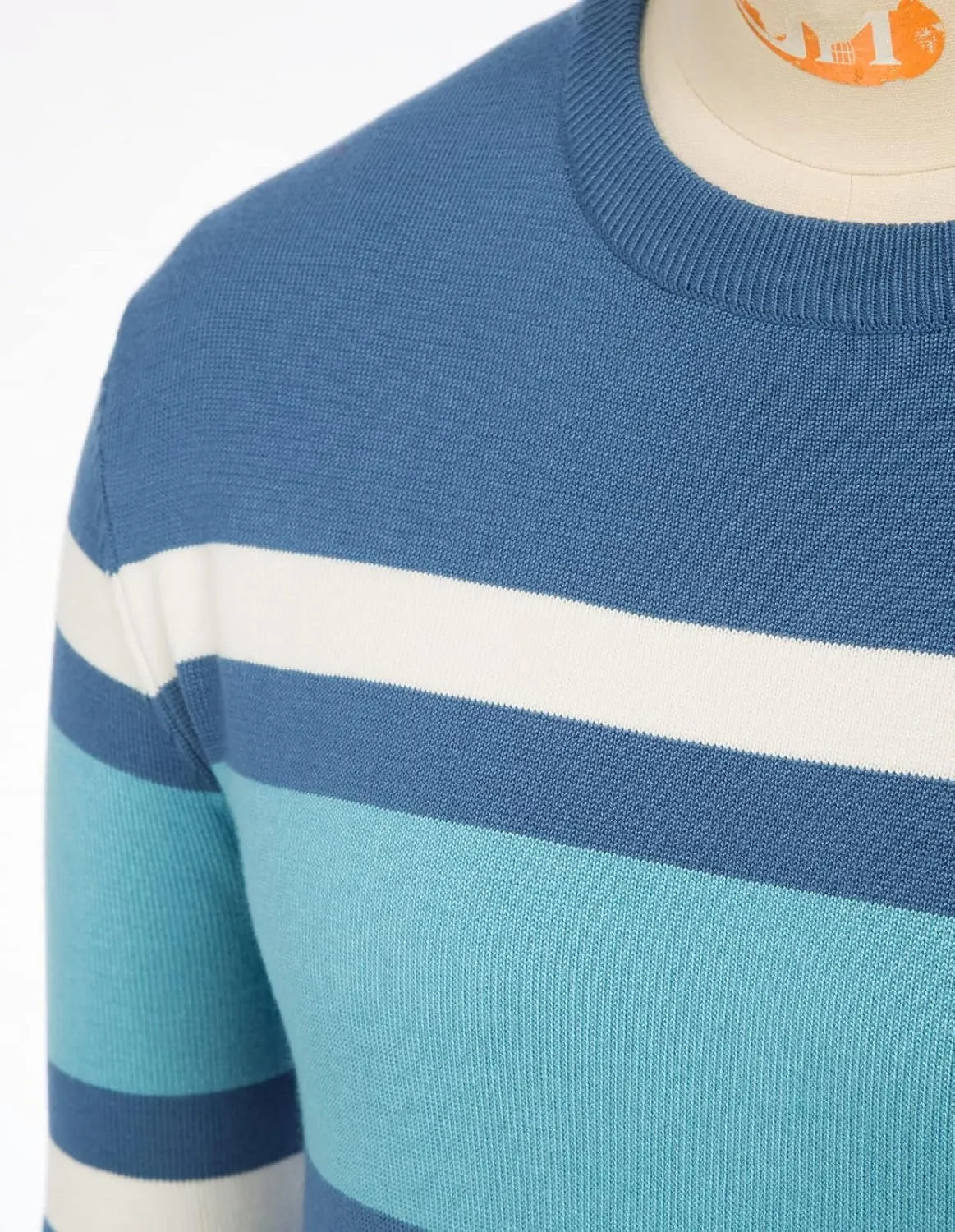 PJ Paul Jones Mens Striped Pullover Sweater Crewneck Contrast Fine Knitted Sweaters