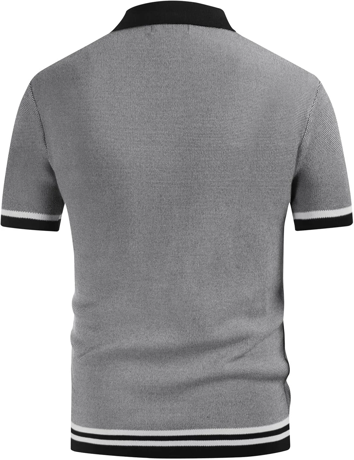PJ PAUL JONES Men's Vintage Stripe Knit Polo Shirts Short Sleeve Stylish Button Down Cardigan Sweater