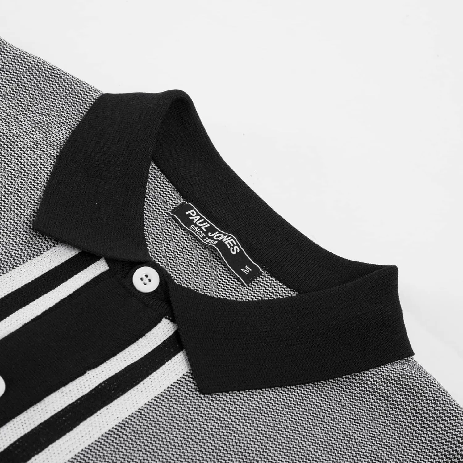 PJ PAUL JONES Men's Vintage Stripe Knit Polo Shirts Short Sleeve Stylish Button Down Cardigan Sweater