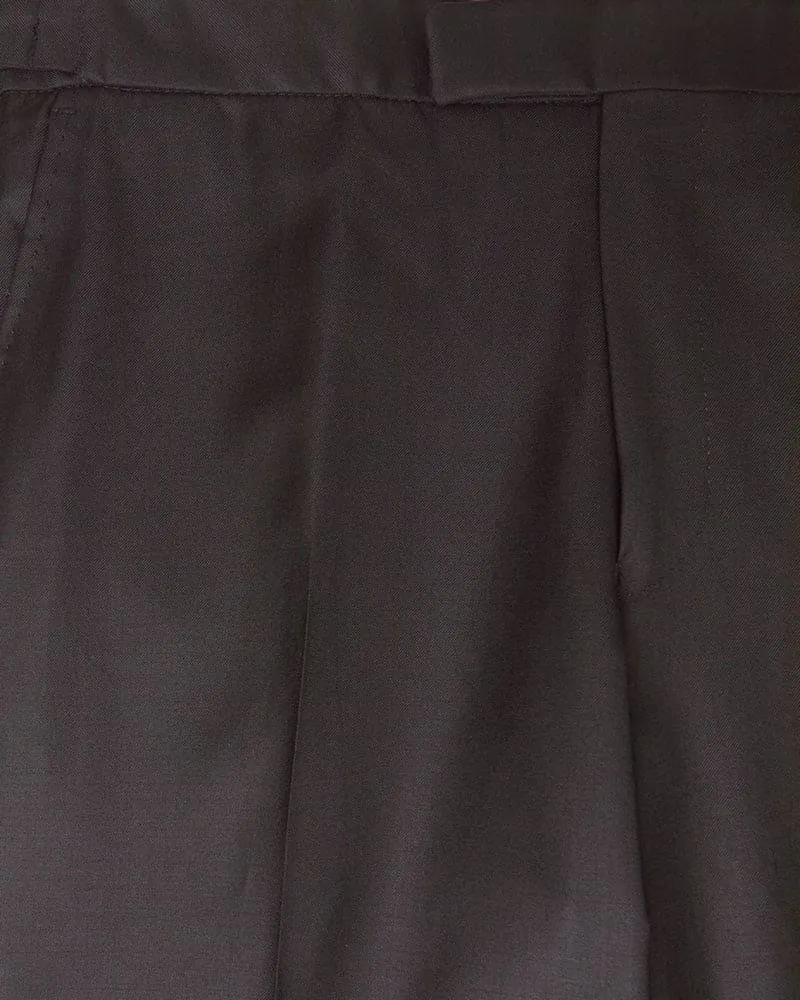 Plain Black Wool Evening Trousers with Satin Stripe