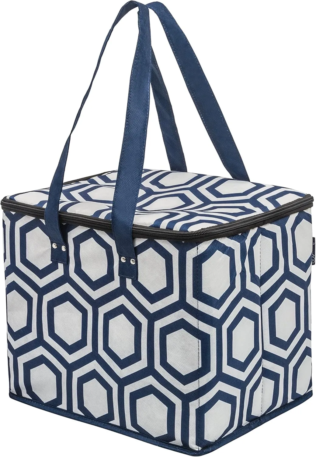 PLANET E Reusable Grocery Picnic Shopping Bags - Heavy Duty Colorful Collapsible Insulated Zip Coolers (Pack of 2)