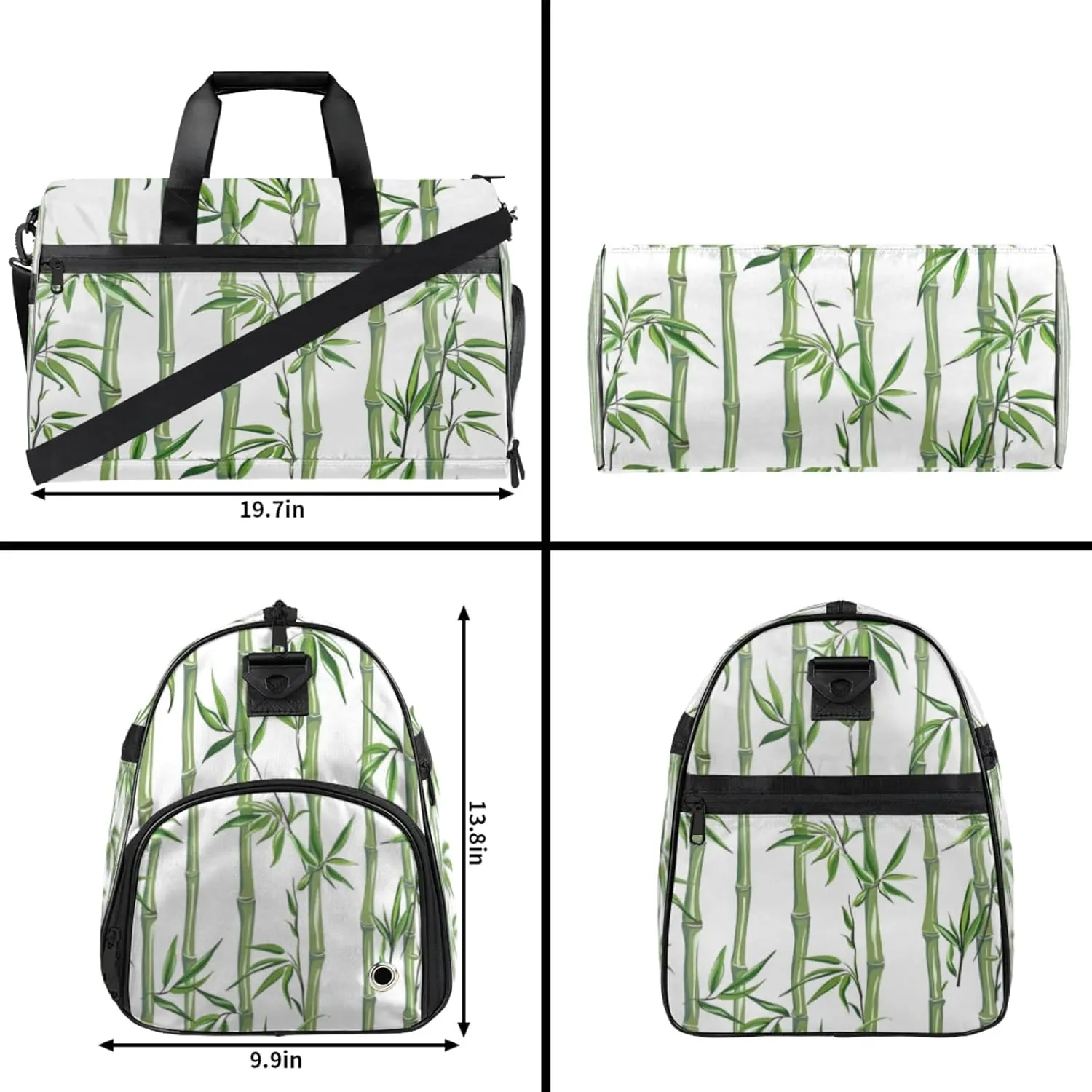 Plants Gym Bag for Womens Mens with Shoes Compartment, Bamboo Duffle Bag for Airplane Sport Gym Tote Bags Yoga Waterproof Weekender Travel Bag