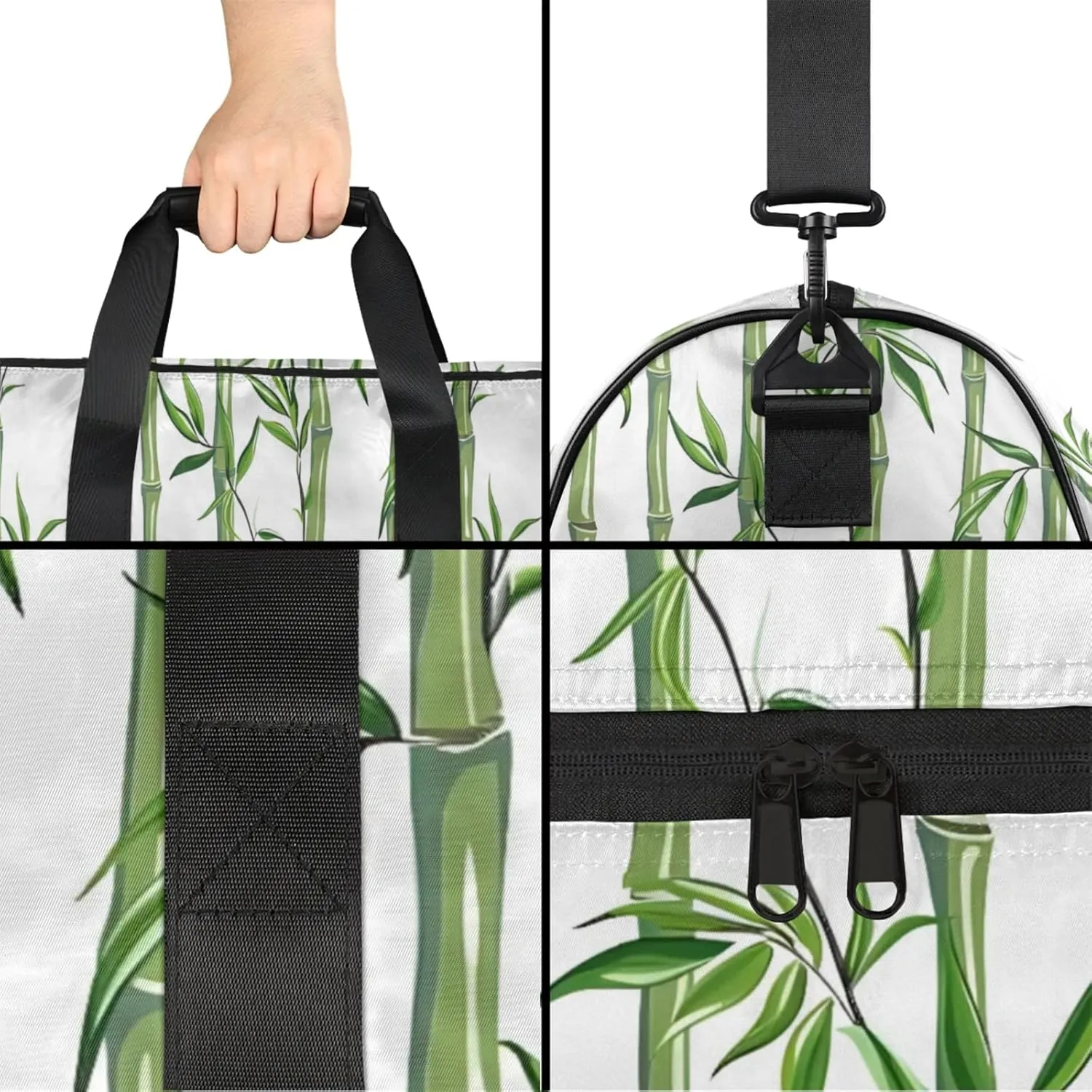 Plants Gym Bag for Womens Mens with Shoes Compartment, Bamboo Duffle Bag for Airplane Sport Gym Tote Bags Yoga Waterproof Weekender Travel Bag
