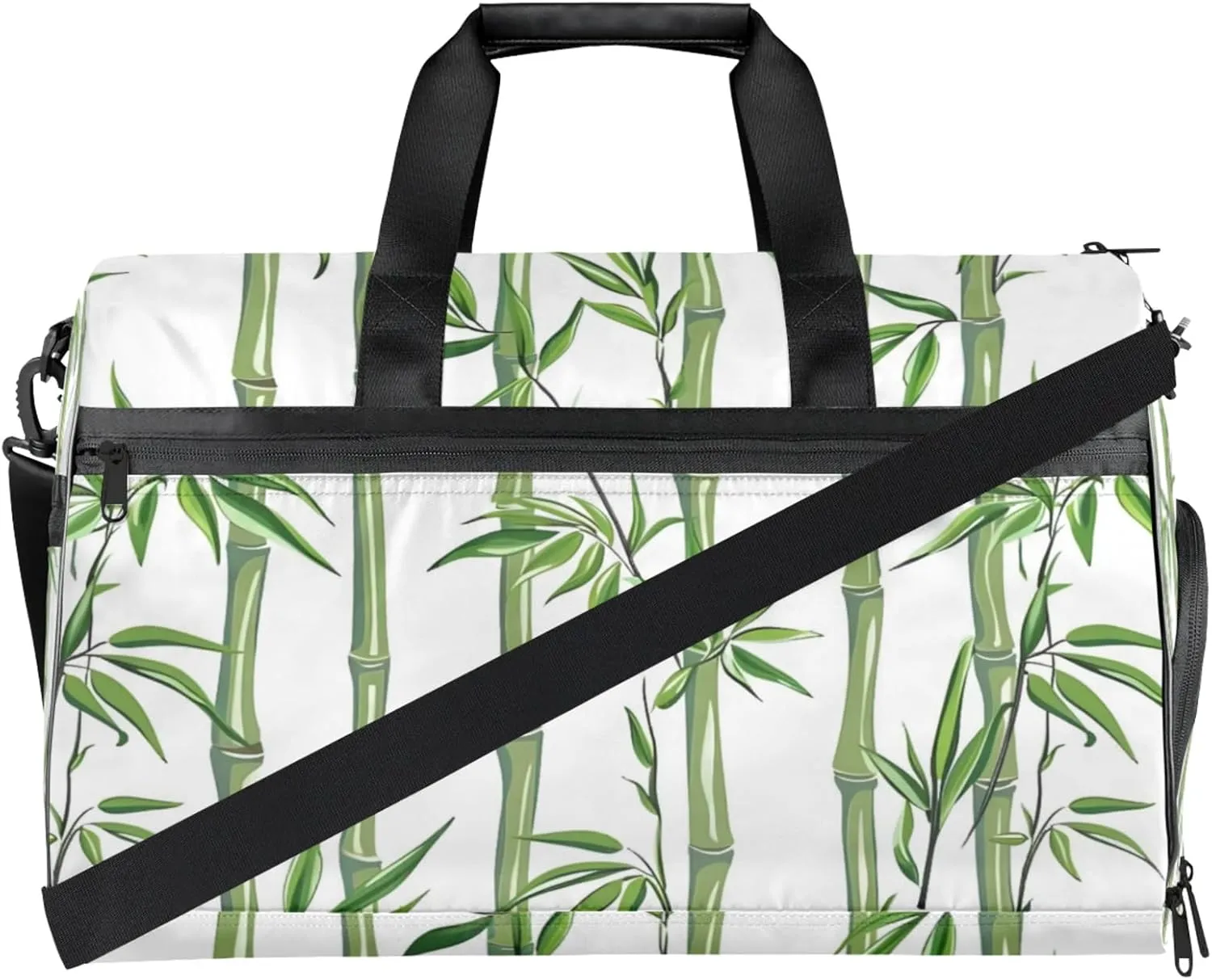 Plants Gym Bag for Womens Mens with Shoes Compartment, Bamboo Duffle Bag for Airplane Sport Gym Tote Bags Yoga Waterproof Weekender Travel Bag
