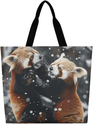 Playing in The Snow Tote Bag Large Women Casual Shoulder Bag Reusable Grocery Bag Fasion Handbag for Office Shopping Travel