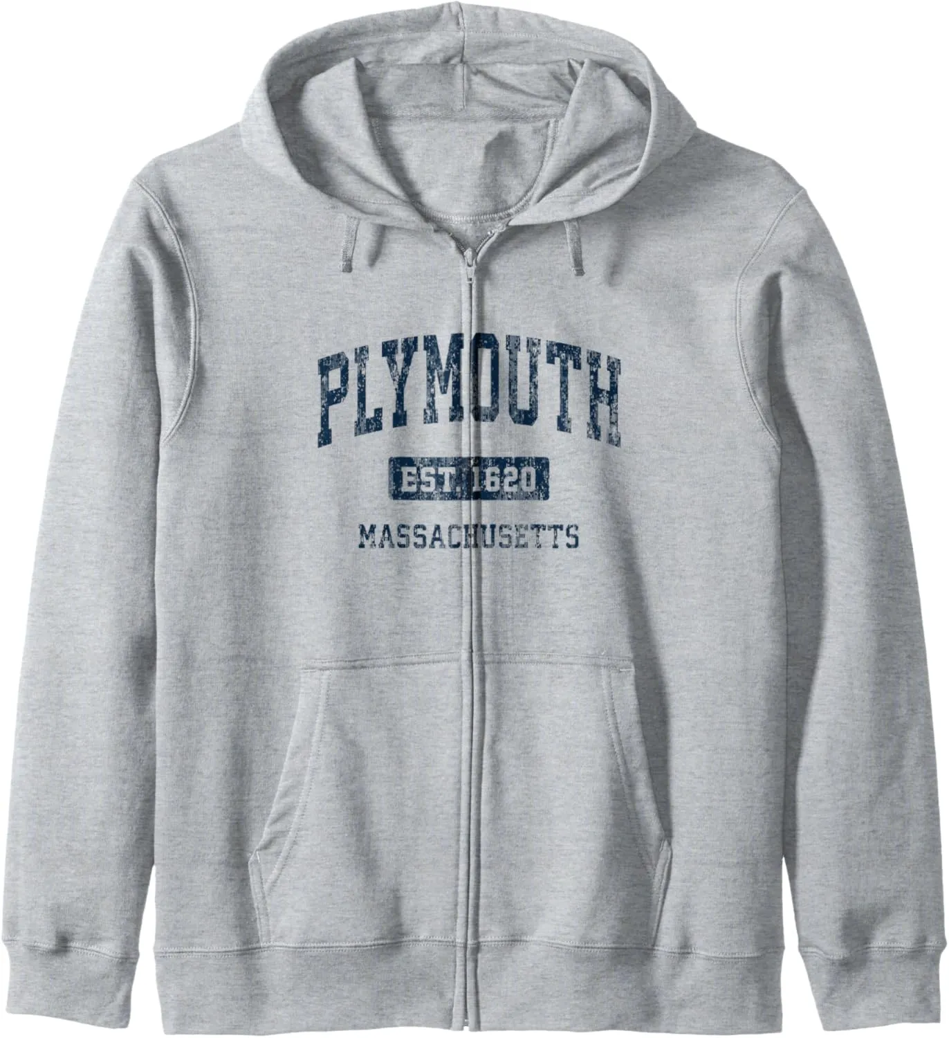Plymouth Massachusetts MA Vintage Athletic Sports Design Zip Hoodie