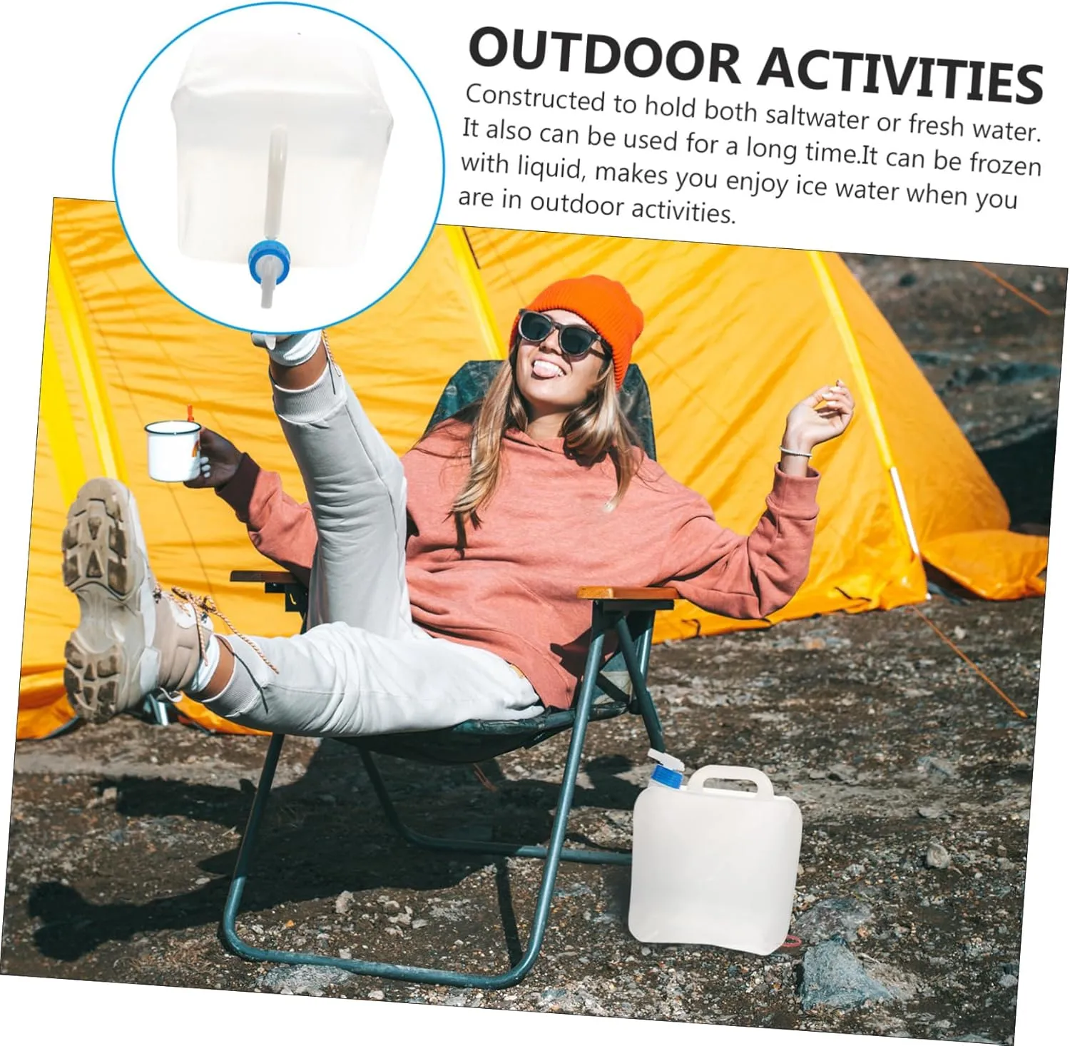 POPETPOP Large Capacity Water Bag Portable Camping Water Container Outdoor Storage Bag Faucet