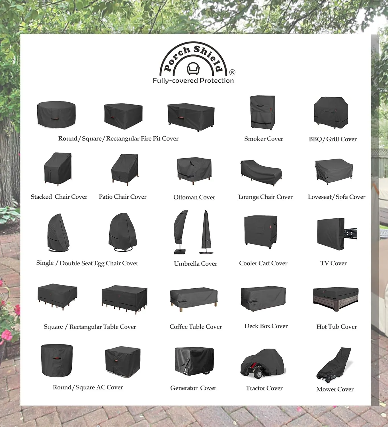 Porch Shield 600D Waterproof and Fade Resistant Outdoor Hot Tub Cover 95 x 95 inch fit 94 x 94 or 93 x 93 or 92 x 92 Square SPA Cover Protector, Black