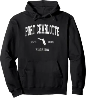 Port Charlotte Florida FL Vintage Athletic Sports Design Pullover Hoodie