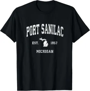 Port Sanilac Michigan MI Vintage Athletic Sports Design T-Shirt