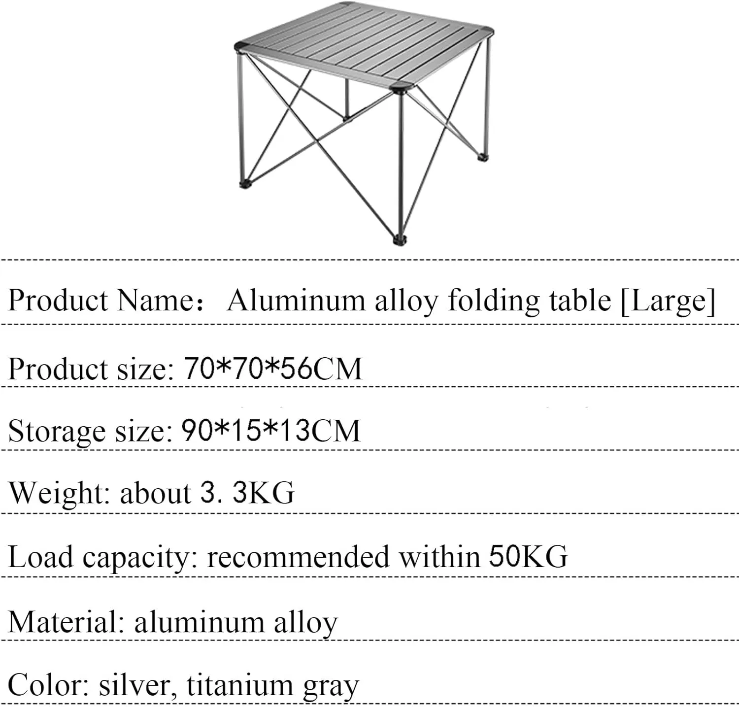 Portable Camping Table, Lightweight Folding Table with Aluminum Table Top and Carry Bag, Easy to Carry, Perfect for Outdoor, Picnic, Hiking,Silver