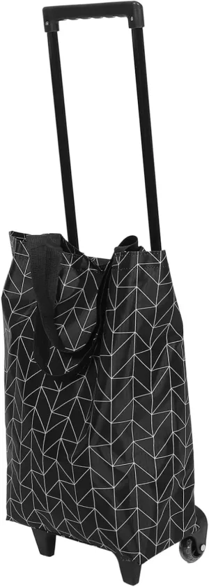 Portable Foldable Grocery Cart with Wheels Stylish Shopping Bag with Retractable Handle for Effortless Transport for Errands and Household Tasks