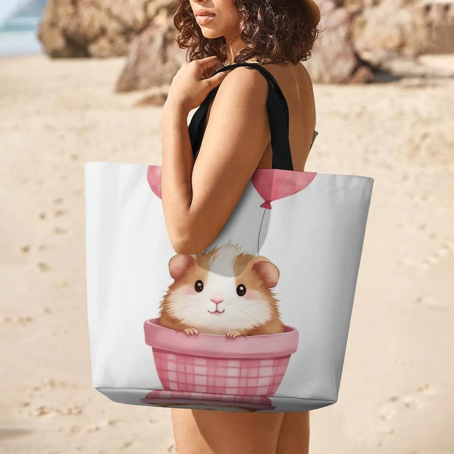 Portable Large Tote Bag for Women, Reusable Grocery Shoulder Bag Multipurpose Shopping Bags