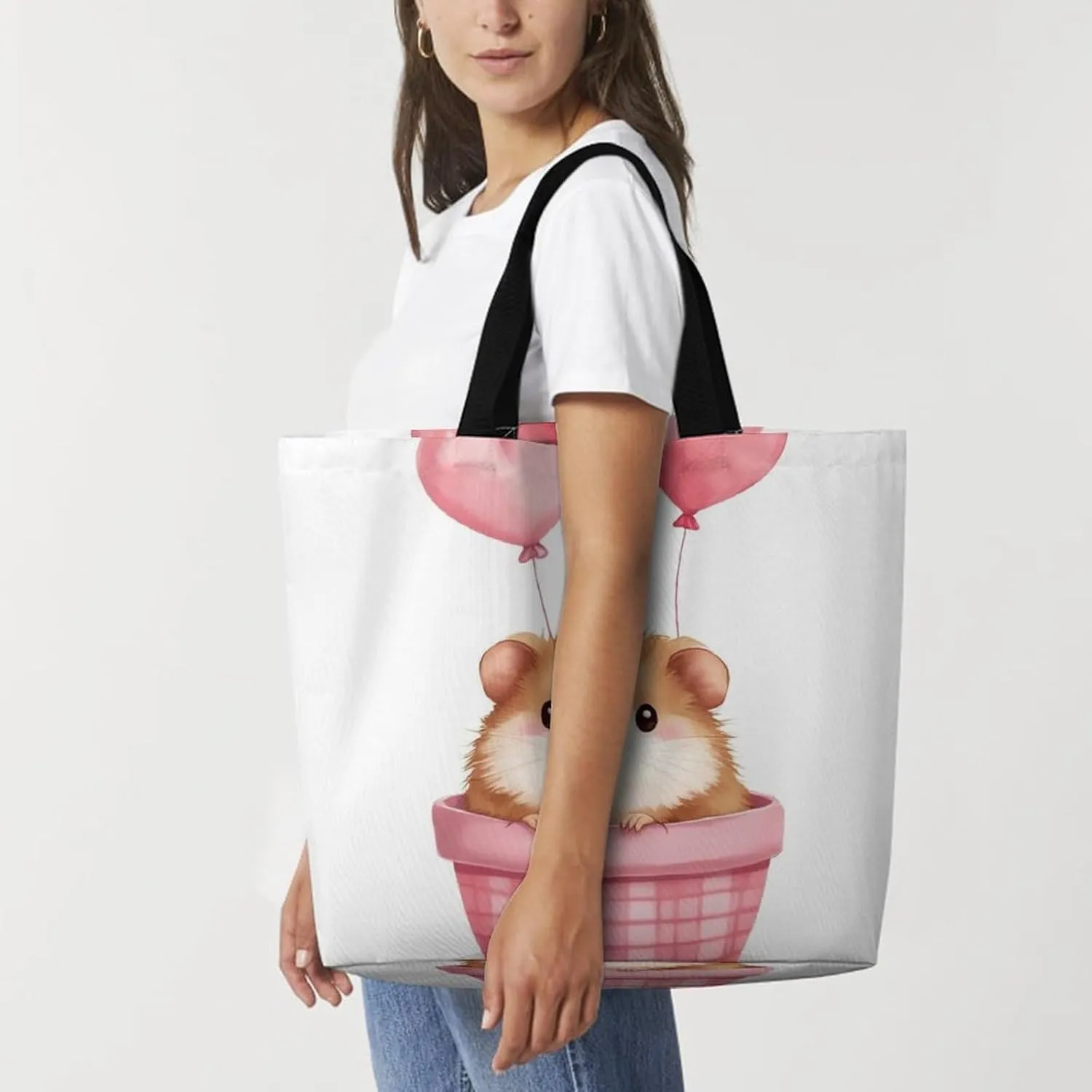 Portable Large Tote Bag for Women, Reusable Grocery Shoulder Bag Multipurpose Shopping Bags