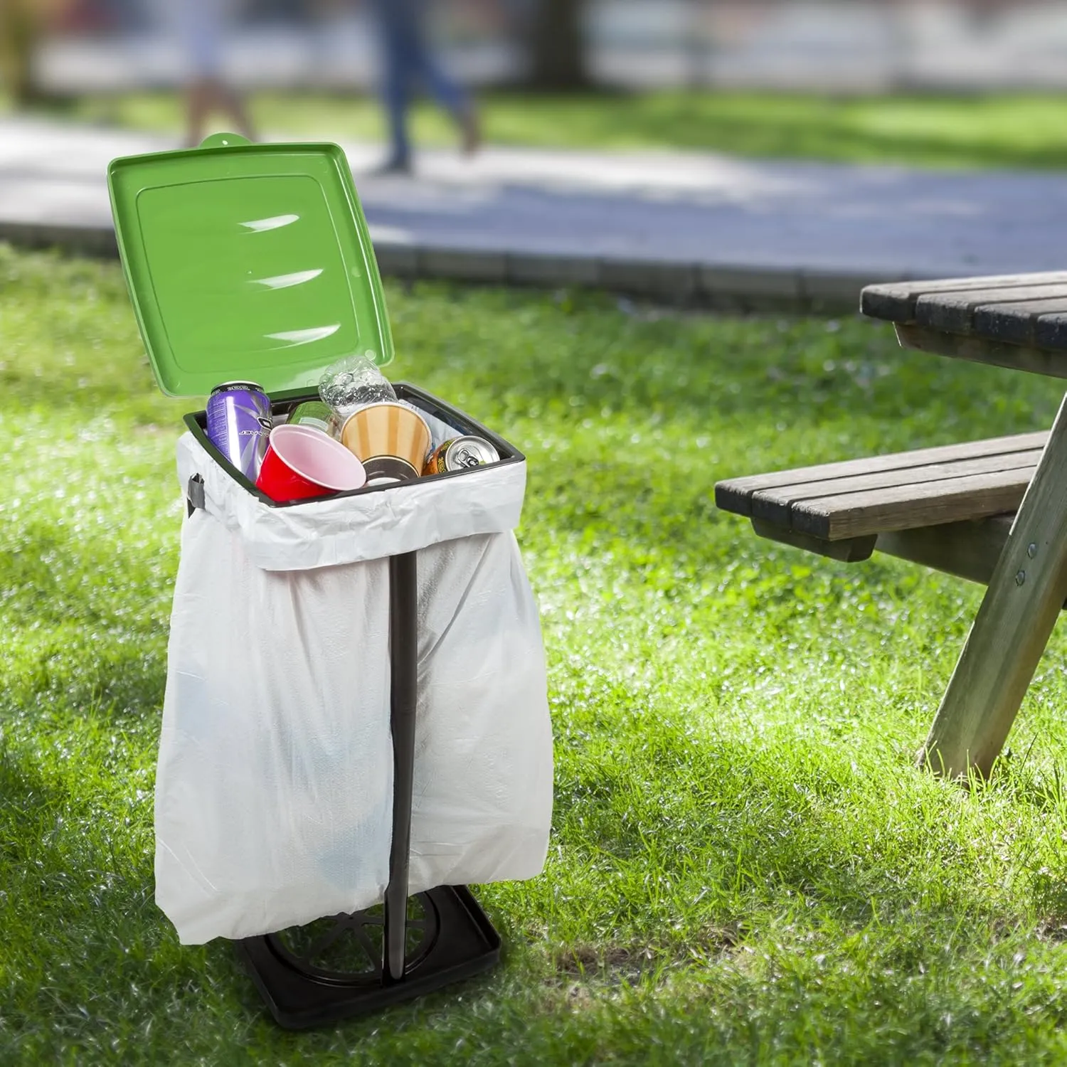 Portable Trash Bag Holder - Collapsible Trashcan for Garbage - Indoor/Outdoor Use - Ideal for Camping, Recycling, and More by Wakeman Outdoors (Green)