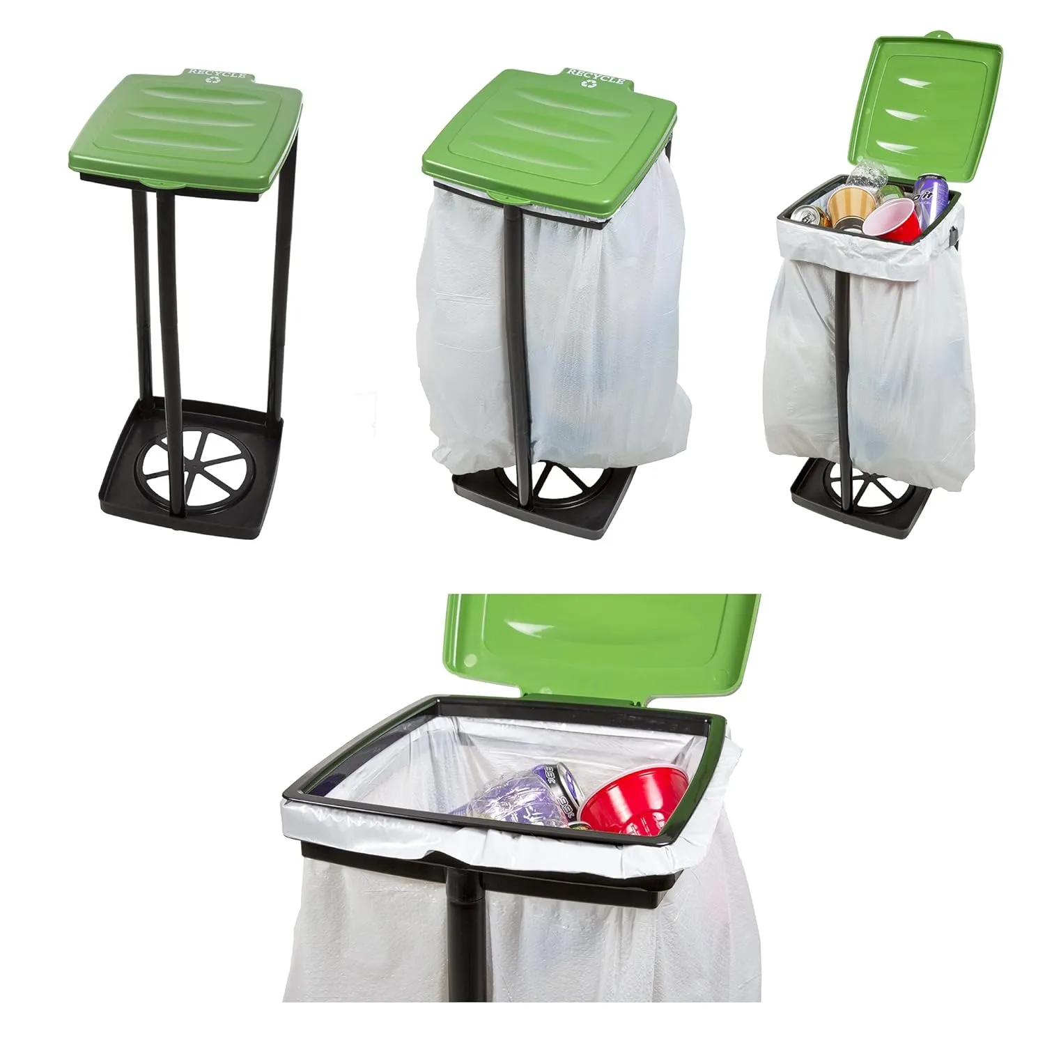 Portable Trash Bag Holder - Collapsible Trashcan for Garbage - Indoor/Outdoor Use - Ideal for Camping, Recycling, and More by Wakeman Outdoors (Green)