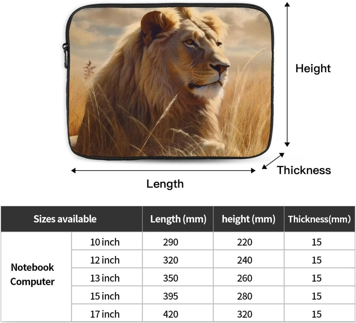 Prairie Lion Laptop Sleeve Bag 10 Inch Waterproof Shockproof Laptop Case Bag Lightweight Tablet Travel Cover Computer Skin Bag Tablet Carrying Case
