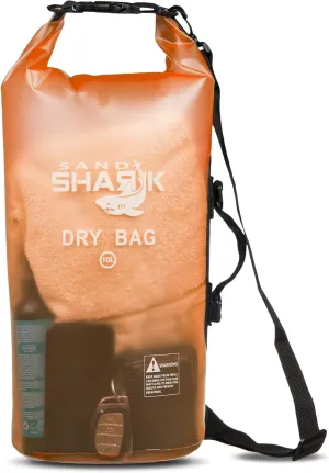 Premium Waterproof Dry Bag by SandShark Transparent 10 & 20 Liter Floating Sack w/Large Inside Pocket for Boating, Beach and Watersports - Side and Shoulder Strap – Roll Top Keeps Gear Dry.