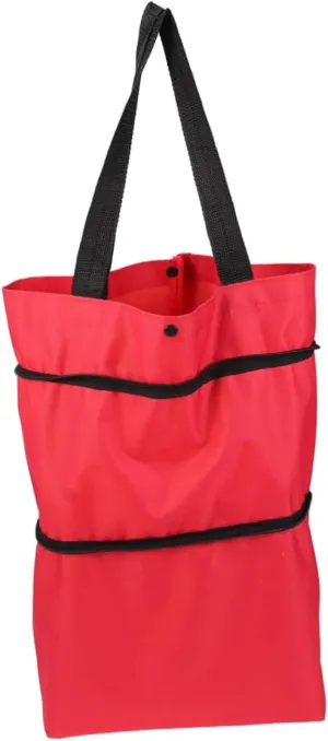 PRETYZOOM Collapsible Shopping Cart Portable Folded Trolley Car for Lightweight and Luggage Cart for Shopping Travel and Outdoor Activities Red