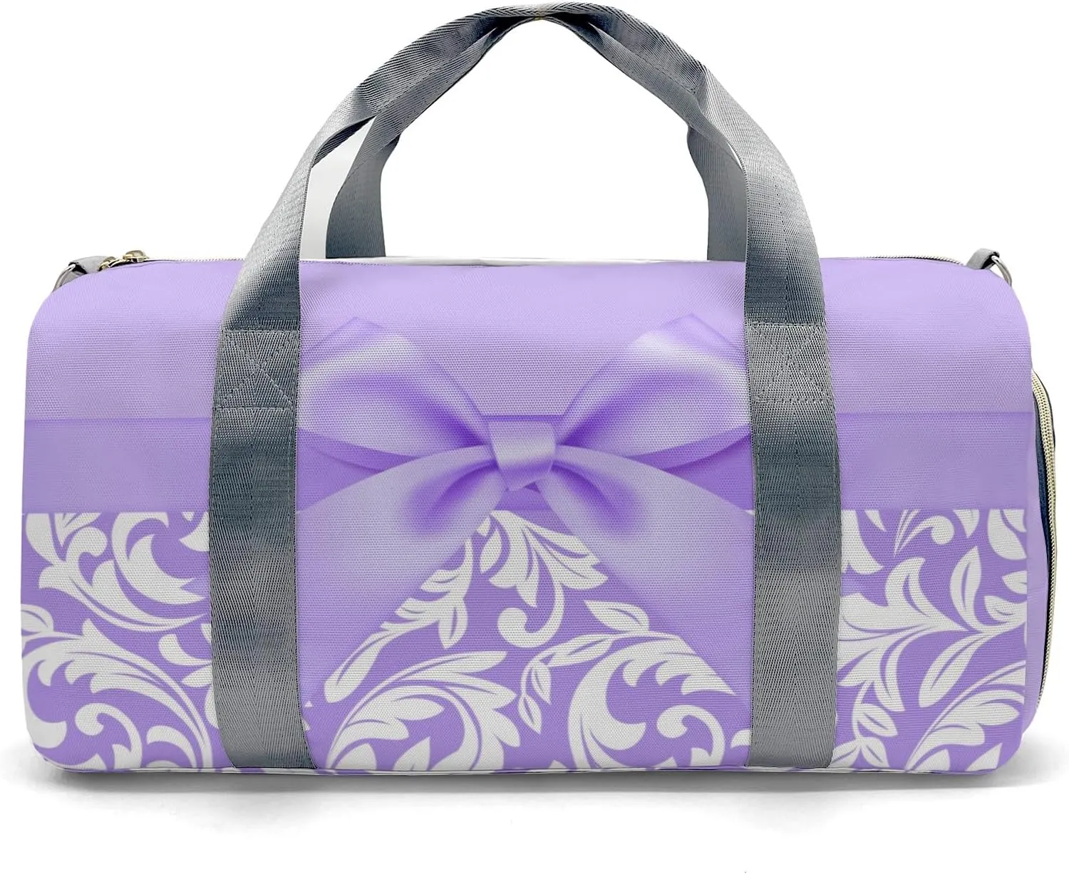 Princess Bow Purple Personalized Duffel Bag,Custom Travel Gym Bag with Name,Waterproof Sports Overnight Bag with Shoe Compartment & Shoulder Strap