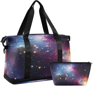 Psychedelic Interstellar Universe Sports Gym Bag with Waterproof Dry Wet Pocket, Travel Duffel Bag for Women Men，Workout Bag Fits Yoga, Swimming