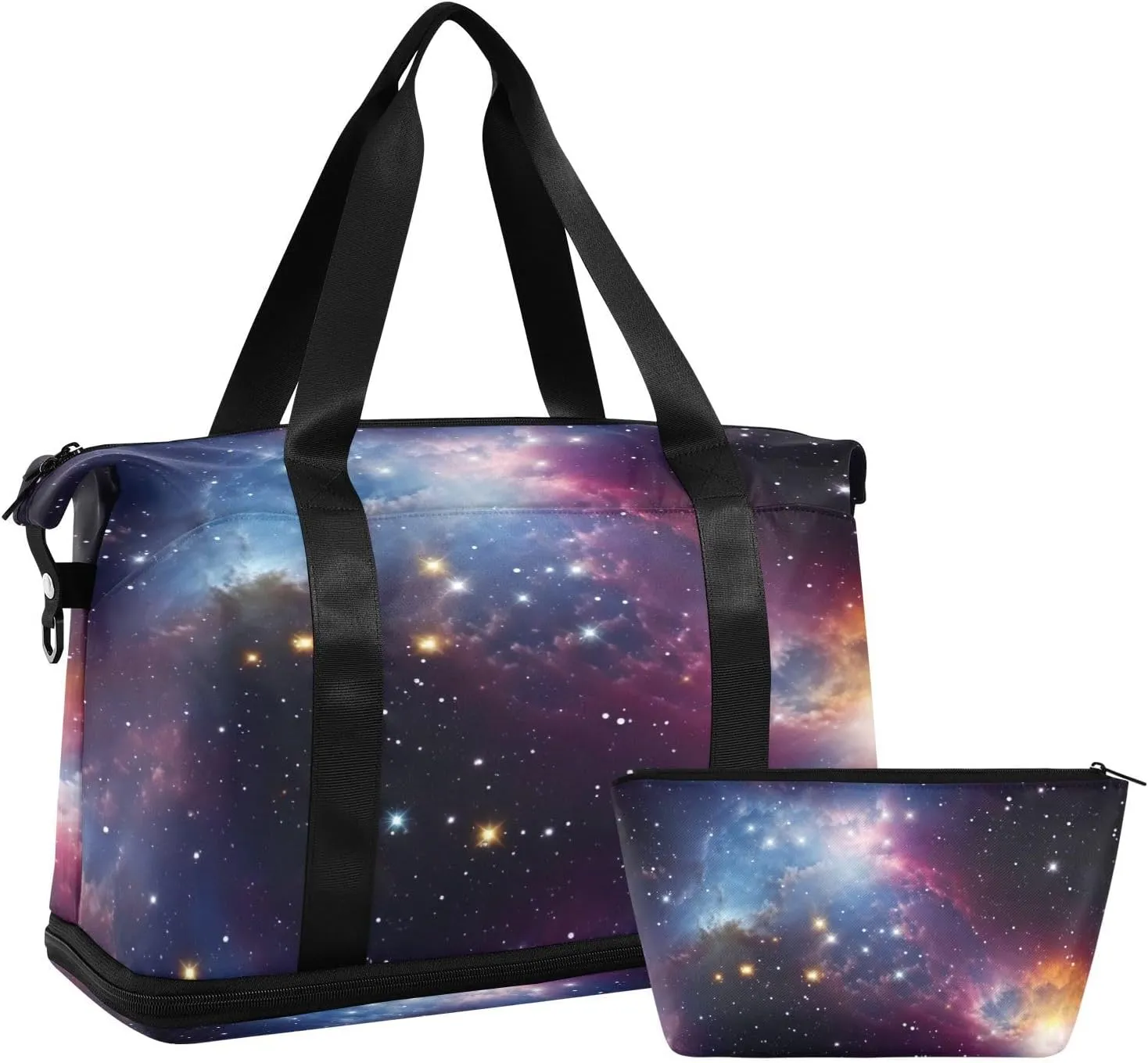 Psychedelic Interstellar Universe Sports Gym Bag with Waterproof Dry Wet Pocket, Travel Duffel Bag for Women Men，Workout Bag Fits Yoga, Swimming