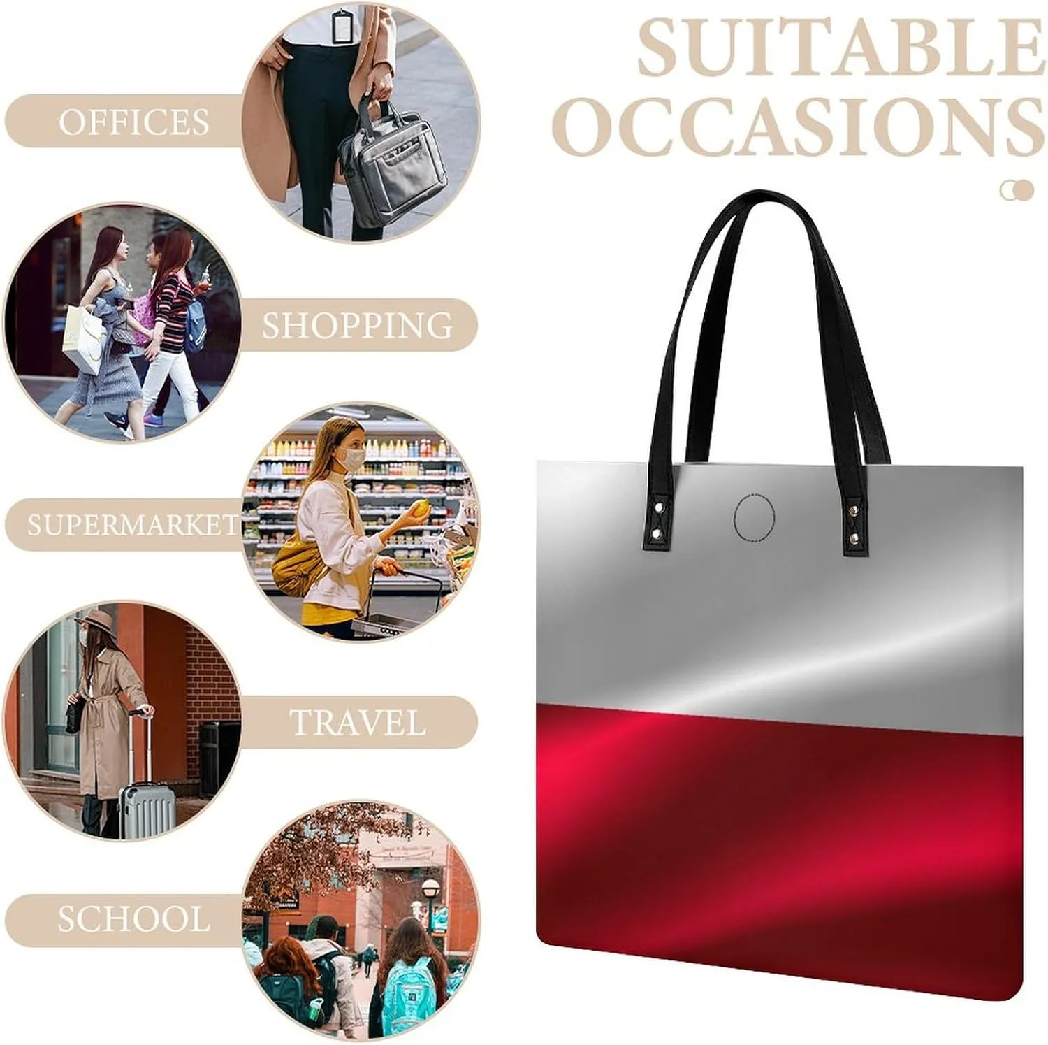Pu Leather Tote Women Weekender Bag Shopping Handbag Travel Purse