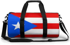 Puerto Rico Flag Sports Duffle Bag with Dry Wet Separation Overnight Gym Bag for Men Women Travel