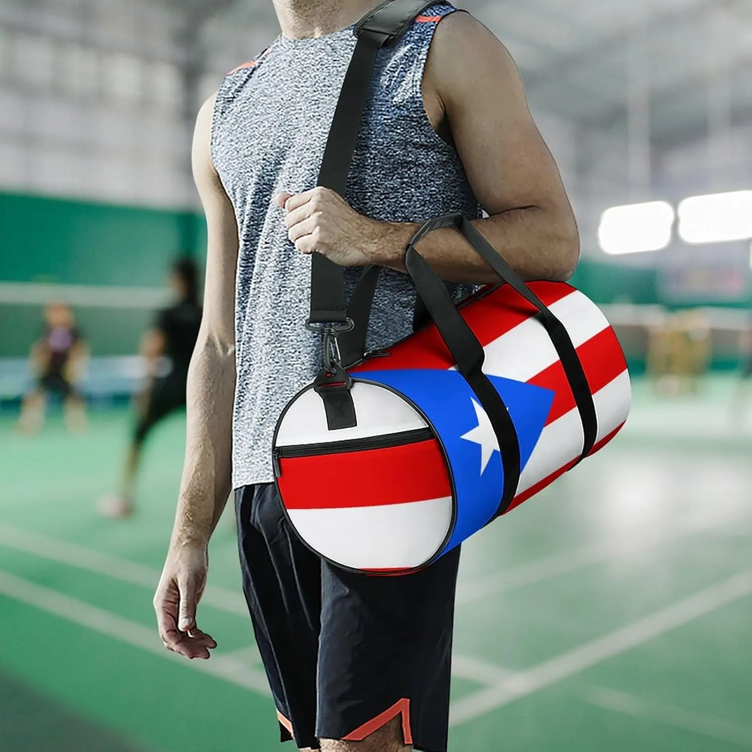 Puerto Rico Flag Sports Duffle Bag with Dry Wet Separation Overnight Gym Bag for Men Women Travel