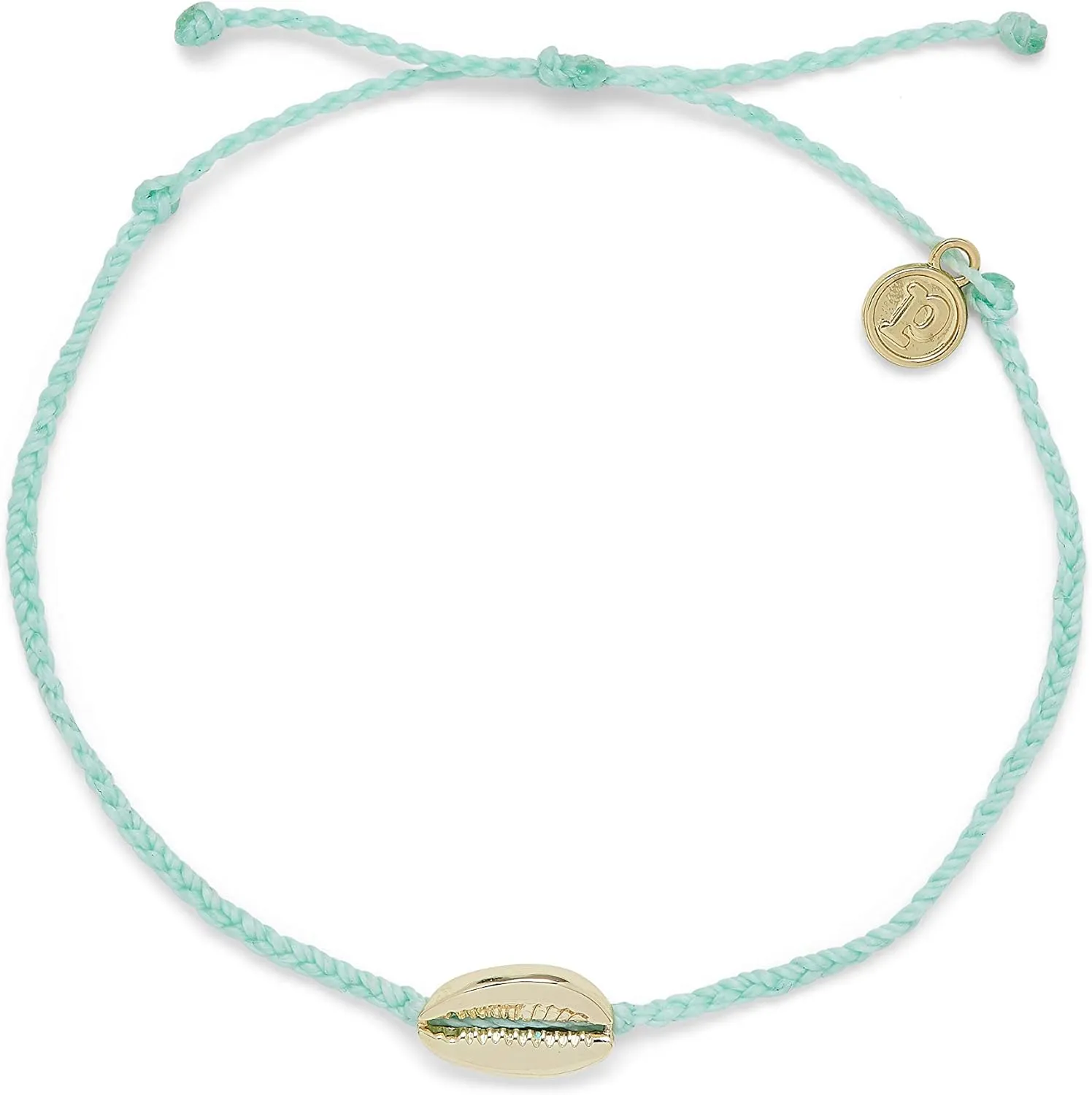 Pura Vida Gold or Silver Cowrie Cord Adjustable Anklet w/Charm, Waterproof