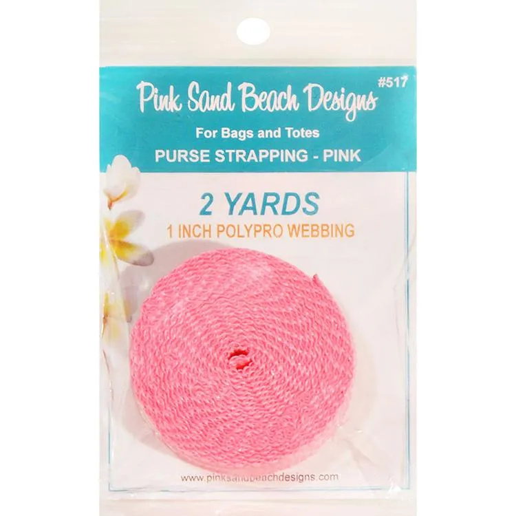 Purse Strapping 1 Inch Polypro Webbing 2yd Pink Pink Sand Beach Designs