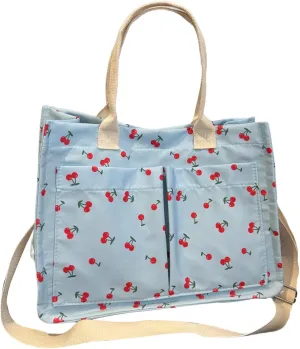QWINEE Women's Cute Strawberry Tote Bag Double Handle Large Capacity Handbag with Adjustable Strap