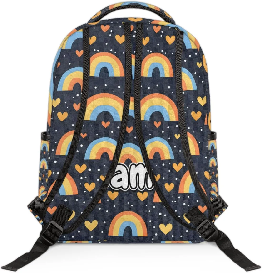 Rainbow Cartoon Print Personalized Laptop Backpack with Name Custom Shoulder Bags for Women Men Waterproof Travel Casual Daypack Laptop Bag Gifts 16.1in