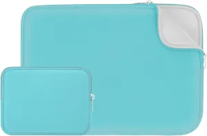 RAINYEAR Laptop Sleeve Case Compatible with 13.3 Inch Notebook Computer Chromebook 14" MacBook Pro M1 M2 M3 M4 Pro/Max Soft Bag Protective Cover with Accessories Pouch (Blue, Upgraded Version)