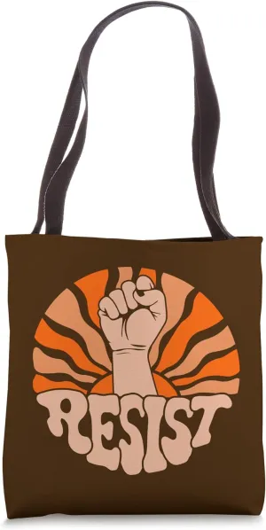 Raised Fist Resist Sunset Design for Political Activists Tote Bag
