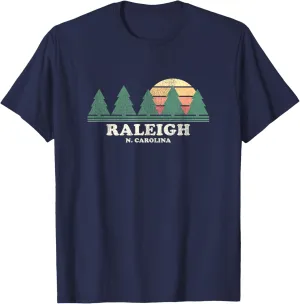 Raleigh NC Vintage Throwback Tee Retro 70s Design T-Shirt