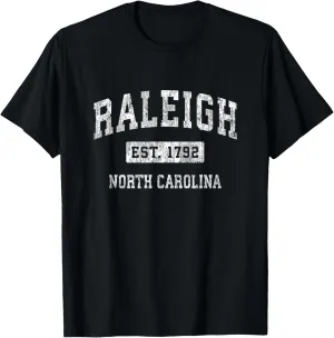 Raleigh North Carolina NC Vintage Established Sports Design T-Shirt