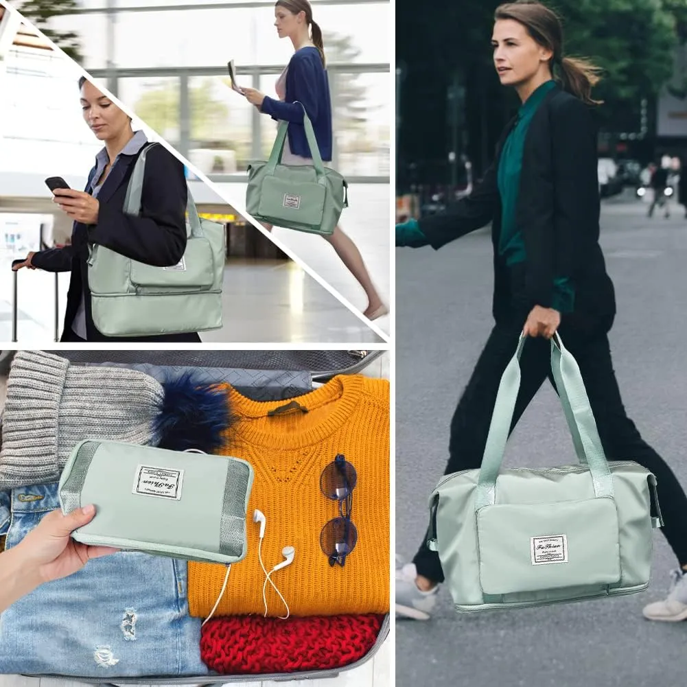 Ranslen Large Capacity Folding Travel Bag,Expansion Travel Duffel Bag with Dry and Wet Separation Portable Travel Duffel Bag