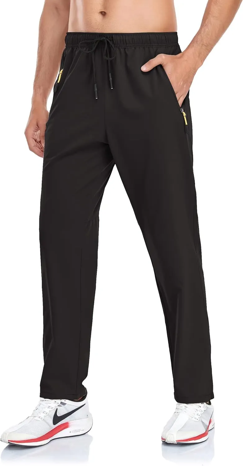 Rapoo Men's Lightweight Pants with Zipper Pockets Quick Dry Workout Athletic Travel Pants