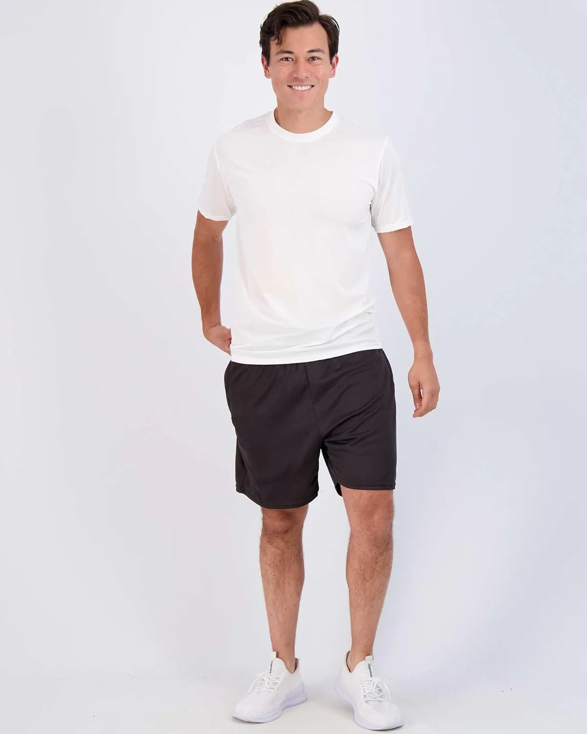 Real Essentials 5 Pack: Men’s Short Sleeve Dry Fit Active Crew Neck T Shirt - Athletic Running Gym Workout Tee Tops