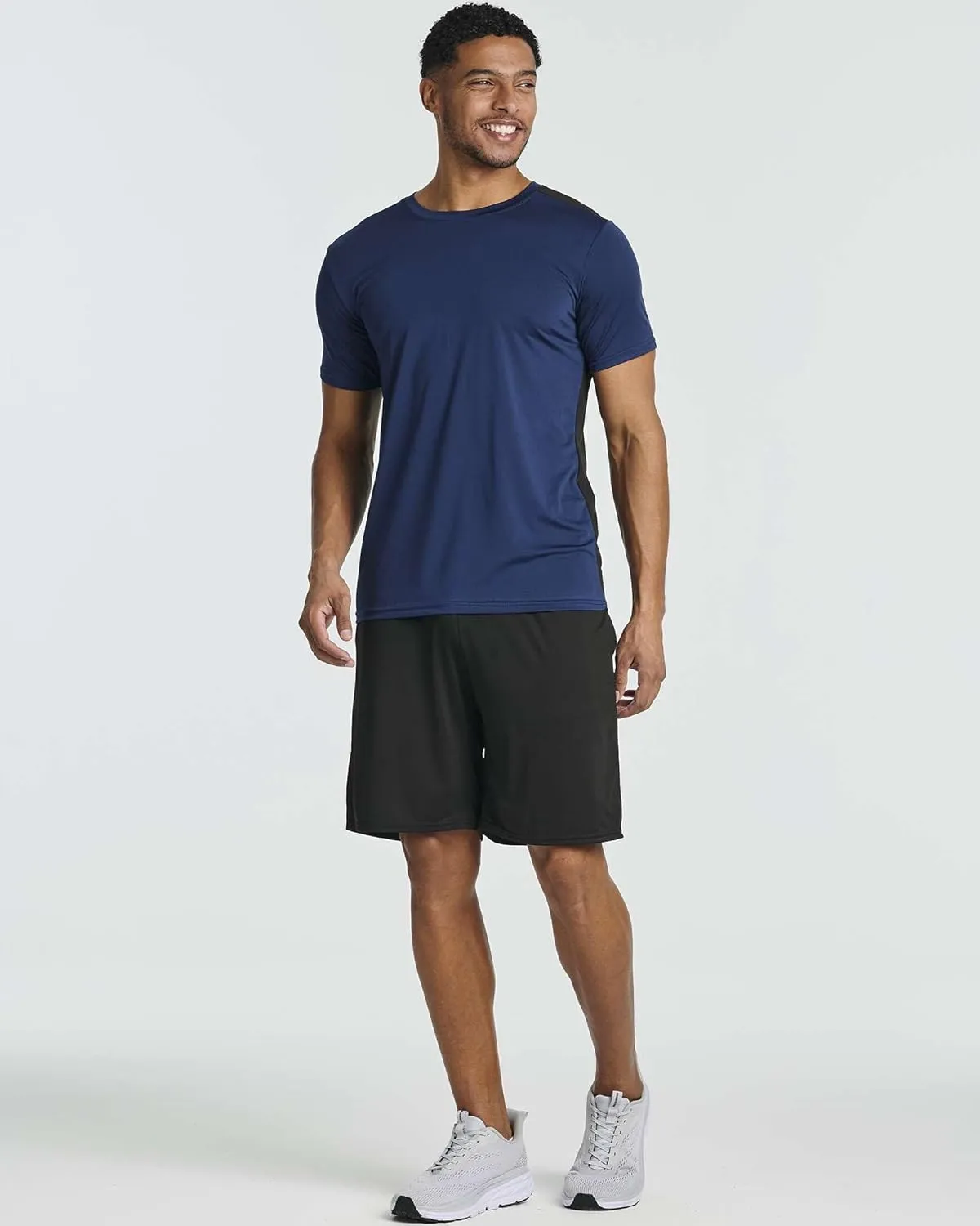 Real Essentials 5 Pack: Men’s Short Sleeve Dry Fit Active Crew Neck T Shirt - Athletic Running Gym Workout Tee Tops