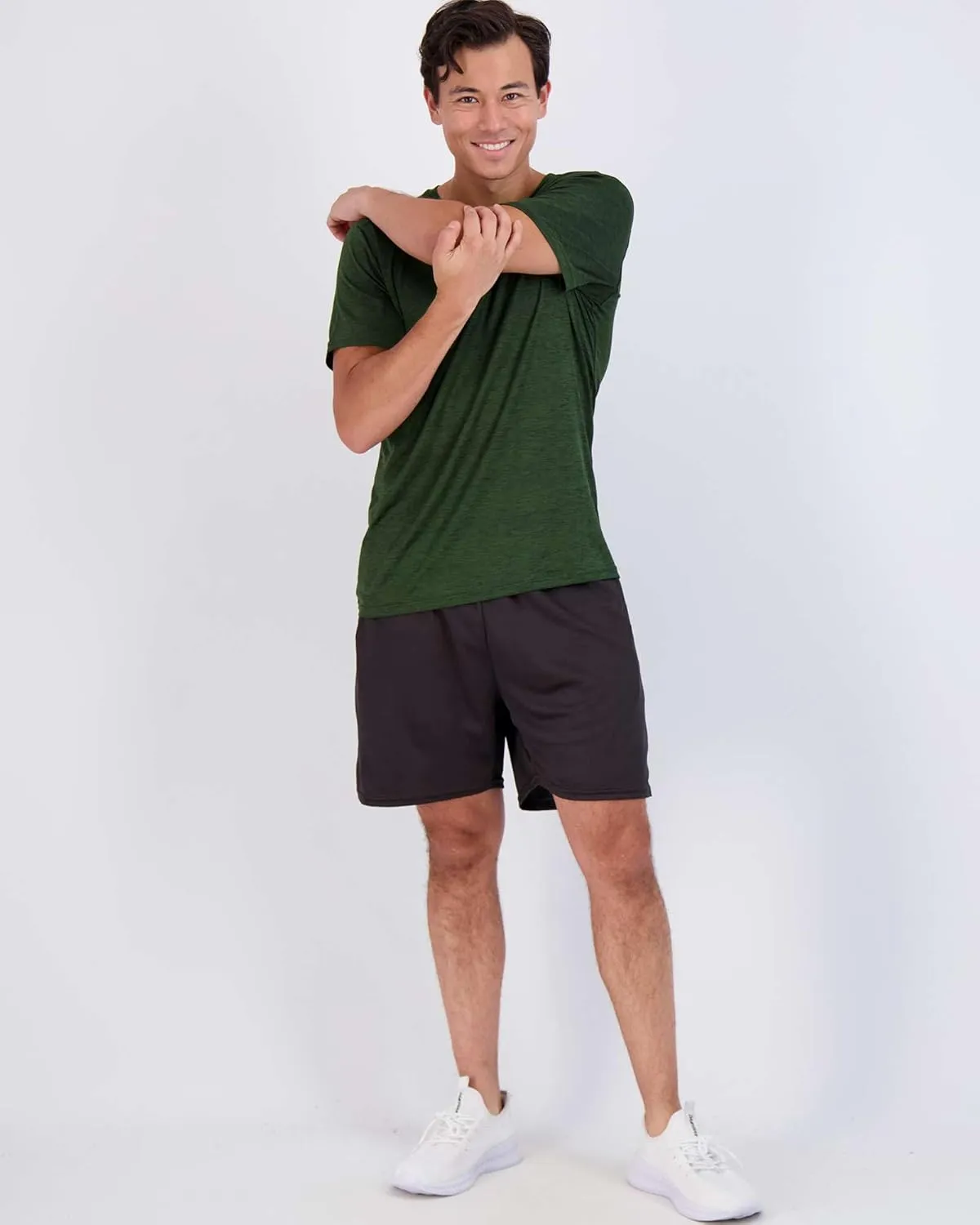 Real Essentials 5 Pack: Men’s Short Sleeve Dry Fit Active Crew Neck T Shirt - Athletic Running Gym Workout Tee Tops