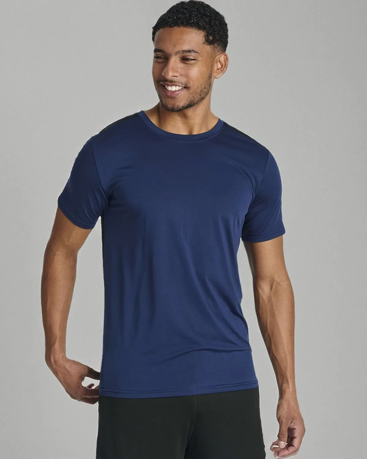 Real Essentials 5 Pack: Men’s Short Sleeve Dry Fit Active Crew Neck T Shirt - Athletic Running Gym Workout Tee Tops