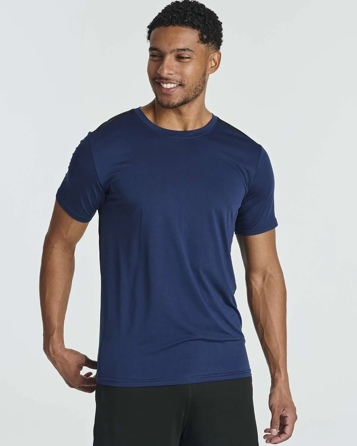 Real Essentials 5 Pack: Men’s Short Sleeve Dry Fit Active Crew Neck T Shirt - Athletic Running Gym Workout Tee Tops