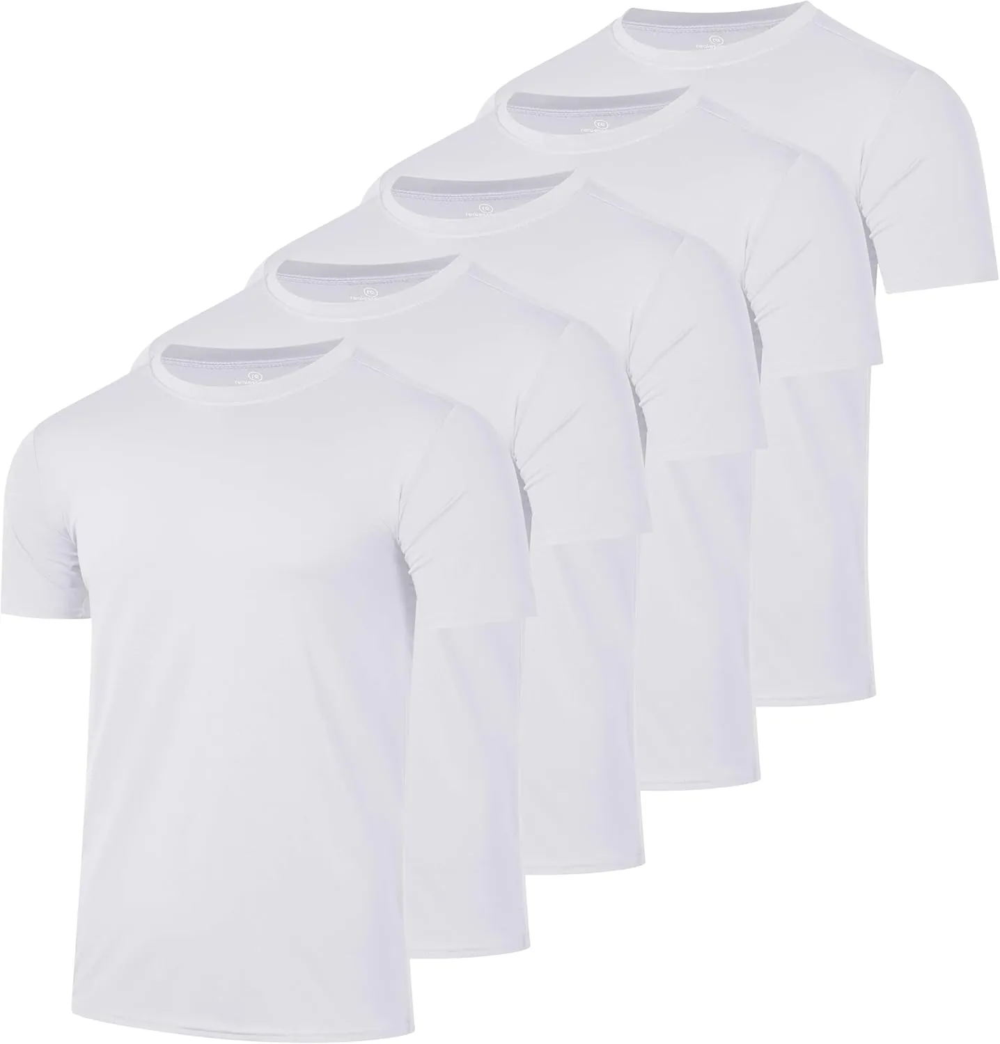 Real Essentials 5 Pack: Men’s Short Sleeve Dry Fit Active Crew Neck T Shirt - Athletic Running Gym Workout Tee Tops