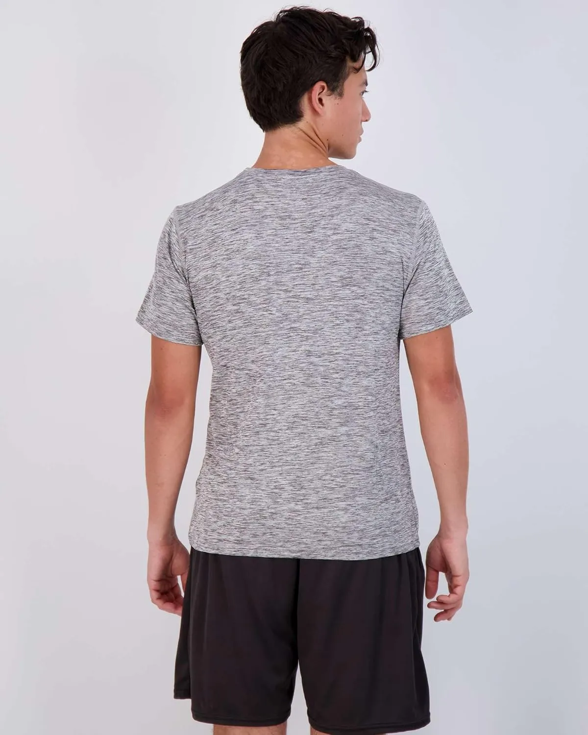 Real Essentials 5 Pack: Men’s Short Sleeve Dry Fit Active Crew Neck T Shirt - Athletic Running Gym Workout Tee Tops