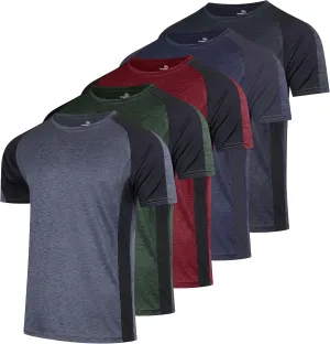 Real Essentials 5 Pack: Men’s Short Sleeve Dry Fit Active Crew Neck T Shirt - Athletic Running Gym Workout Tee Tops