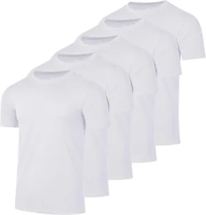 Real Essentials 5 Pack: Men’s Short Sleeve Dry Fit Active Crew Neck T Shirt - Athletic Running Gym Workout Tee Tops